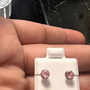 14k 5mm light pink October gem Italian yellow gold ball fastening